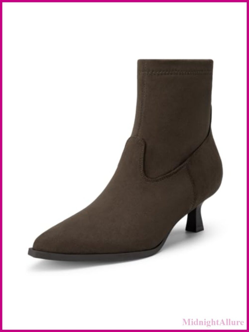 Women's Kitten Heel Pointed Toe Ankle Boots with Elastic Stretch Shaft